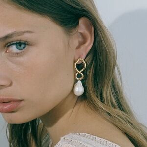 Shyla Corsica Baroque Pearl Drop Earrings Baroque Pearl Evening Bridal Bride New